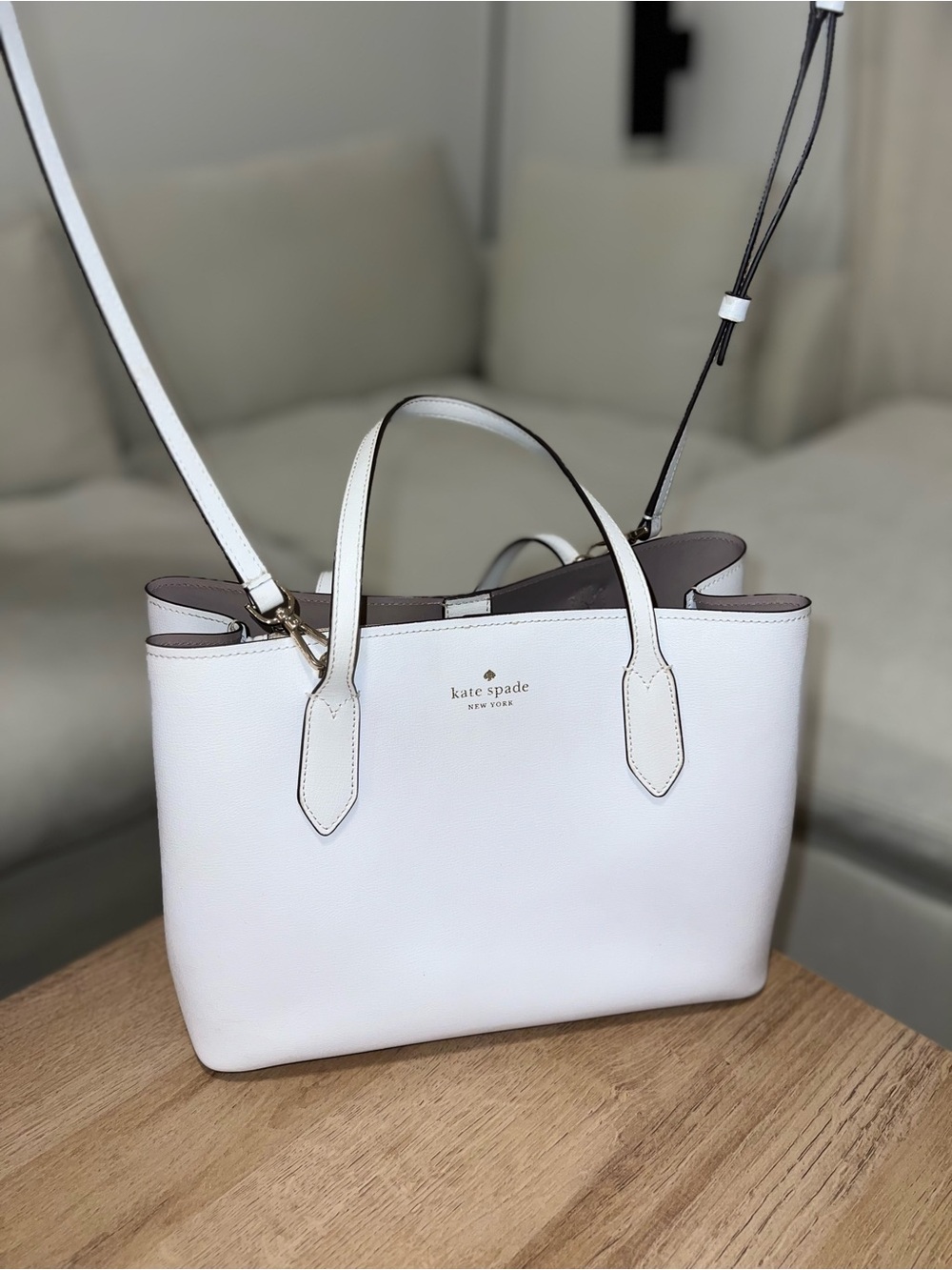 Kate Spade New York White Leather Satchel Tote Crossbody Bag